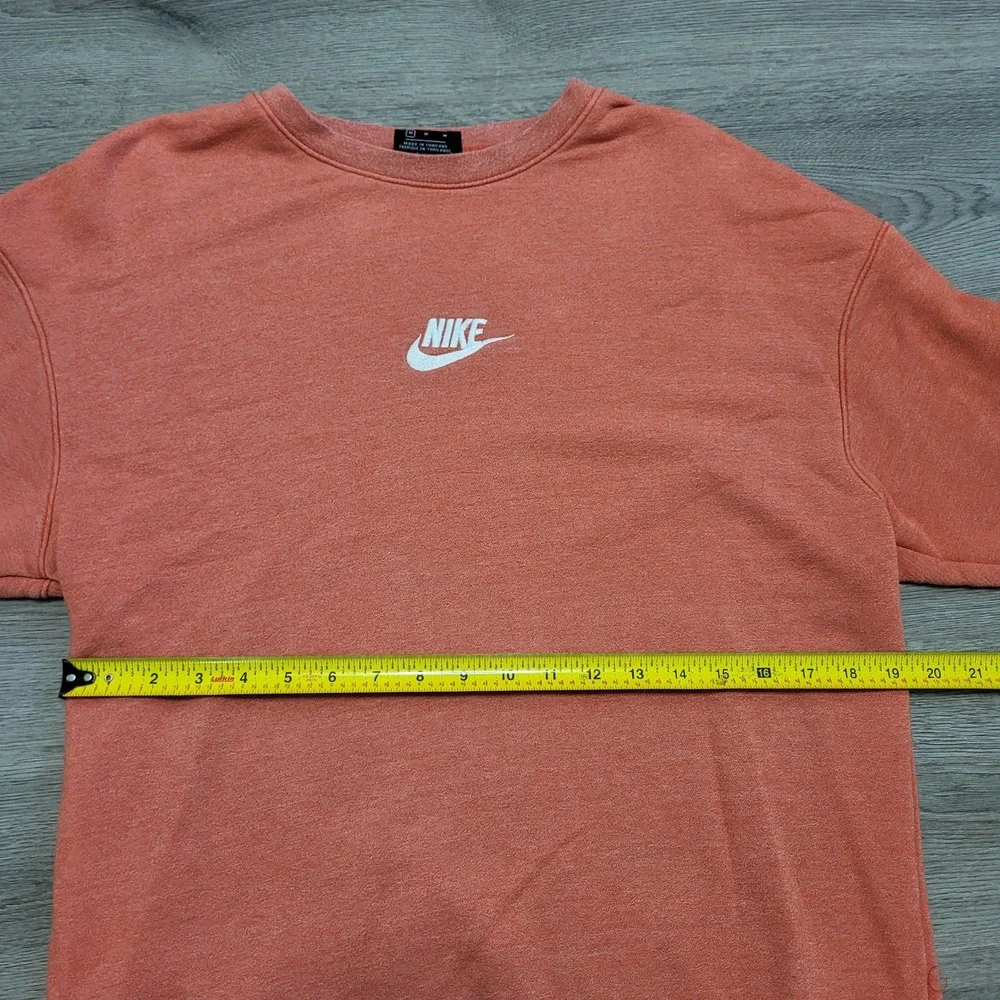 Nike Women Coral Oversized Crewneck Sweatshirt Embroidered Logo‎ Medium Y2K